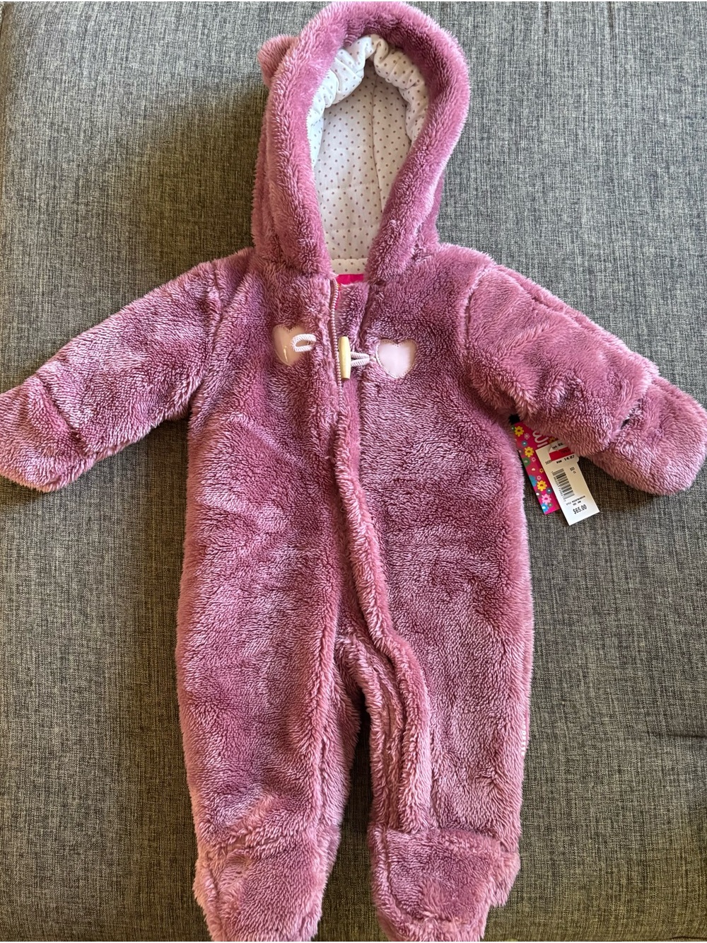 Plush Hooded One-Piece Snowsuit for Babies - Pink